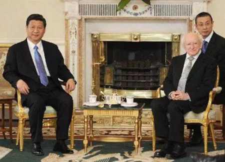 2014年，習(xí)近平主席同愛爾蘭總統(tǒng)希金斯舉行會談，林超倫任翻譯