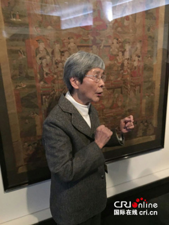 敦煌研究院榮譽(yù)院長樊錦詩在新聞發(fā)布會(huì)上介紹即將舉行的本次展覽