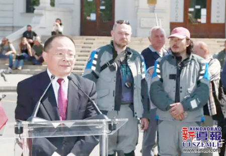 中國駐匈牙利大使館文化參贊郭曉光致詞（匈牙利《新導報》）