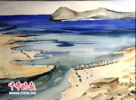 林慶華作品 《克里特的大海》(希臘《中希時報》) 林慶華作品 《克里特的大?!罚ㄏED《中希時報》)