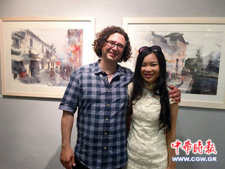 希臘畫家瓦蓋里斯和中國畫家林慶華(希臘《中希時報》) 希臘畫家瓦蓋里斯和中國畫家林慶華(希臘《中希時報》)