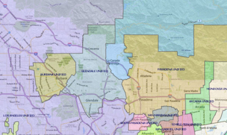 南加華人集中地區(qū)部分學(xué)區(qū)圖。（美國《僑報》）