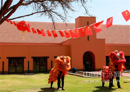 當(dāng)?shù)厝A人華僑表演舞龍舞獅節(jié)目。(鄭彤彤 攝)