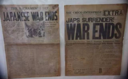 1945年8月，兩家加州報(bào)紙慶祝戰(zhàn)爭(zhēng)結(jié)束