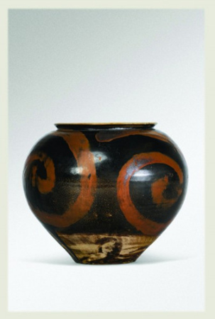 宋黑釉鐵繡花渦紋罐