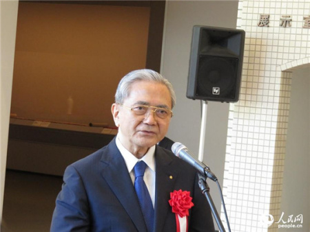 東京富士美術(shù)館名譽(yù)館長原田稔在開幕式上致辭時（圖片攝影：鄭瑾）