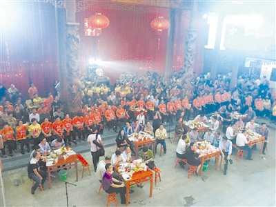 樂清?？谖幕Y堂村晚現(xiàn)場。資料照片