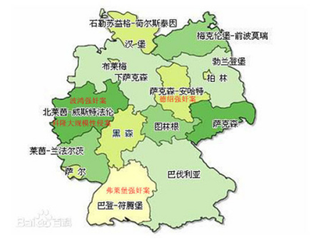 最近幾起強(qiáng)奸案在德國(guó)各州的分布圖