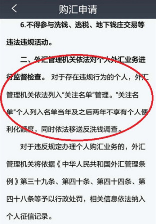 招商銀行手機銀行《個人購匯申請書》，提及懲處措施。