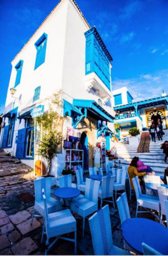 突尼斯藍(lán)白小鎮(zhèn)(西迪·布·賽義德小鎮(zhèn))。蔡志勇攝