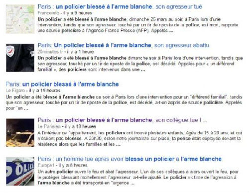 多數(shù)法國媒體報道中，均稱警察被刺傷后開槍打死襲擊者。