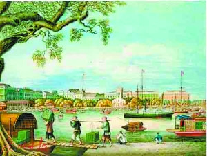 清代的十三行商館遠景。