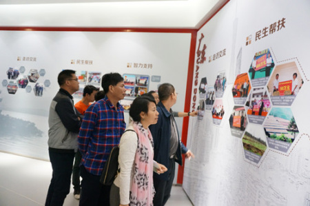 考察團(tuán)成員參觀同心展覽館。