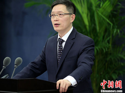 資料圖：國臺辦發(fā)言人安峰山主持例行新聞發(fā)布會。<a target='_blank' >中新社</a>記者 張勤 攝