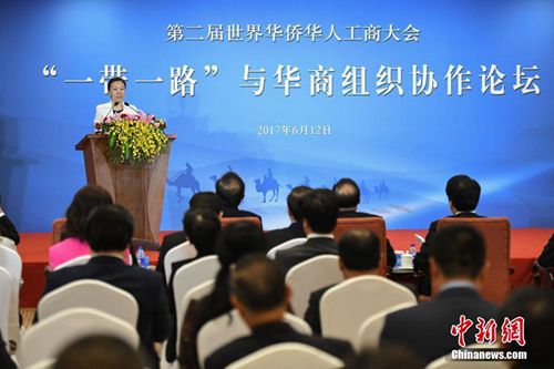 資料圖：6月12日，第二屆世界華僑華人工商大會“一帶一路”與華商組織協(xié)作論壇在北京舉行。<a target='_blank' >中新社</a>記者 崔楠 攝