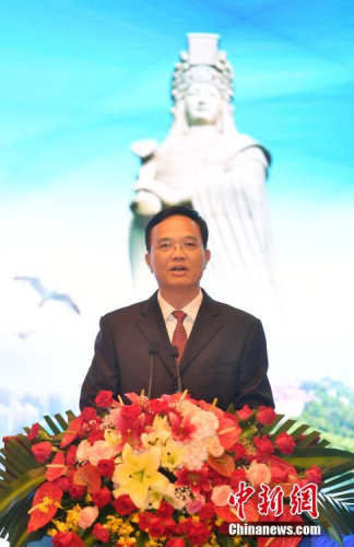 9月13日，福建省莆田市委書記林寶金致辭。當日，“海上絲綢之路視野下的媽祖與海外華文傳媒”主題論壇，在媽祖故鄉(xiāng)福建莆田市舉行。<a target='_blank' >中新社</a>記者 呂明 攝