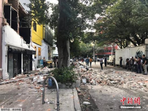 圖為墨西哥城的受損建筑。