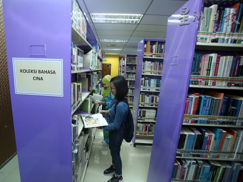 兩家圖書館內(nèi)都至少有1排書架擺放中文書籍，書籍種類包括歷史、小說、養(yǎng)生、詩集、兒童漫畫等。（馬來西亞《星洲日報》）