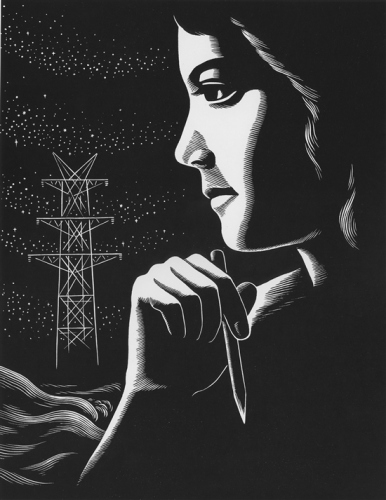 黃新波作品《青年人》，1961年，木板刻畫。