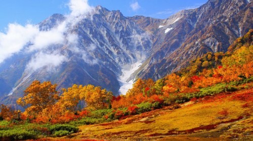 資料圖：長(zhǎng)野縣白馬村的紅葉景色。