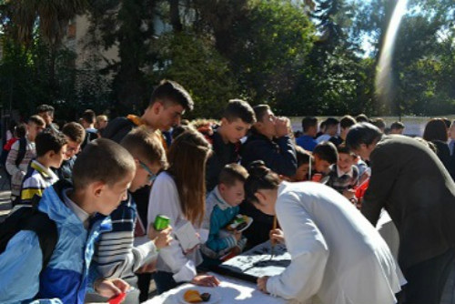 阿爾巴尼亞學(xué)生體驗(yàn)中國(guó)書(shū)法。