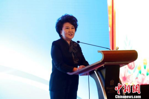 國(guó)務(wù)院僑務(wù)辦公室主任裘援平出席并發(fā)表主旨講話。　劉占昆 攝