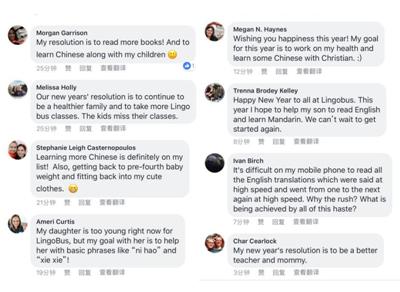 不少外國(guó)網(wǎng)友將中文列入新年計(jì)劃的留言。