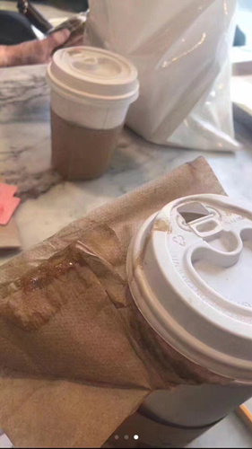 倪Candy質(zhì)疑咖啡里的濃稠物為痰。(美國(guó)《世界日?qǐng)?bào)》資料圖：倪Candy提供)