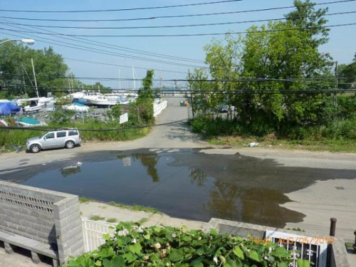 鮑威爾科夫大道一經(jīng)雨雪后，周邊地區(qū)變成澤國。(王文榮提供)