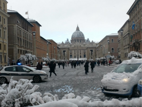 羅馬雪景。(圖片來(lái)源：歐洲時(shí)報(bào)劉欣 攝)