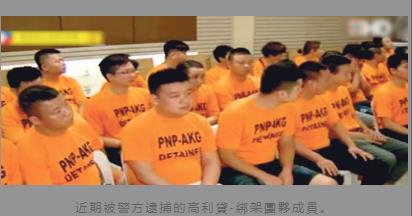 近期被警方逮捕的高利貸-綁架團伙成員。(菲律賓《世界日報》)