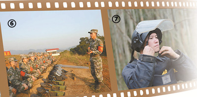 圖⑥：雷場(chǎng)外，掃雷官兵交流搜排經(jīng)驗(yàn)；圖⑦：邢志明整裝待發(fā)。圖片來(lái)源：解放軍報(bào)