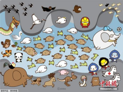 球隊(duì)獲救后，泰國網(wǎng)友手繪了一張愛心滿滿的圖像：13只小野豬在各種各樣的小動(dòng)物的保護(hù)下，從滿是積水的隧道中向前游去。這支名為“野豬”的足球隊(duì)，正是靠外界各類人士的幫助，才得以脫困，迎來獲救的機(jī)會(huì)。