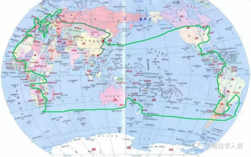 單車騎行環(huán)球路線。（安哥拉華人報(bào)微信公眾號）