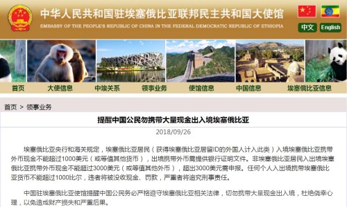 圖片截取自中國駐埃塞俄比亞大使館網(wǎng)站