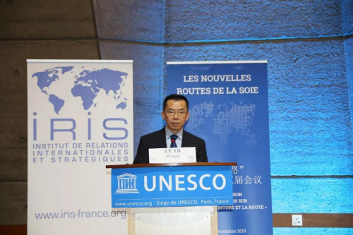 盧沙野大使致辭。(《歐洲時報》/黃冠杰 攝)