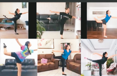 圣保羅華星藝術(shù)團(tuán)成員居家隔離期間通過視頻連線參與日常訓(xùn)練及交流。(李青霞供圖)