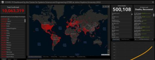 美國(guó)約翰斯·霍普金斯大學(xué)數(shù)據(jù)截圖