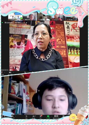 德國福建商會名譽會長唐慧英(上)、營員代表露飛(下)在線致辭