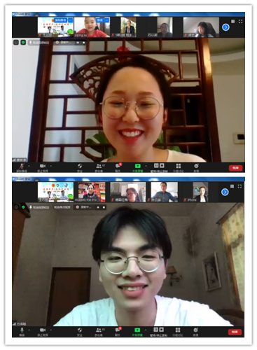 夏令營授課老師康紫淳(上)、方澤聰(下)在線授課