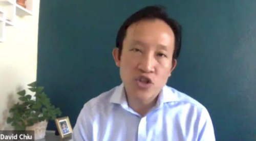加州眾議員邱信福（David Chiu）參與日前舉行的“反仇恨亞裔”線上報告。（美國《世界日報》記者陳開 攝）