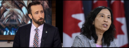 　△左為保守黨聯(lián)邦眾議員德里克·斯隆，右為聯(lián)邦首席醫(yī)療官譚詠詩(shī)醫(yī)生