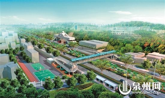 泉州首座鋼桁架人行天橋開建 位于黎明大學(xué)附近