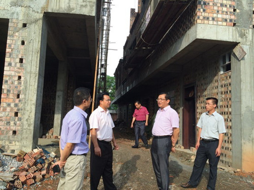 圖為調研組實地考察華僑農場非歸僑危舊房改造項目