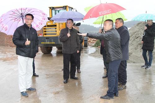 中國僑網(wǎng)四川省外事僑務(wù)辦機(jī)關(guān)黨委書記孫勝(左二)察看廣發(fā)生態(tài)農(nóng)業(yè)公司生產(chǎn)基地建設(shè)情況