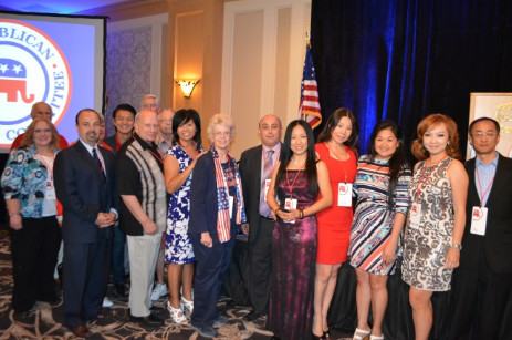 中國(guó)僑網(wǎng)參加內(nèi)華達(dá)州共和黨慶祝亞太裔傳統(tǒng)月的部分華裔。(美國(guó)《世界日?qǐng)?bào)》/馮鳴臺(tái) 攝)