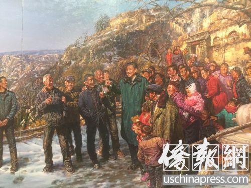 《重返梁家河》畫(huà)作。(美國(guó)《僑報(bào)》/李幟一