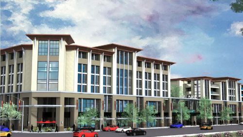 已經(jīng)破土動工的圣蓋博華資凱悅大酒店示意圖。(美國《僑報》/高睿