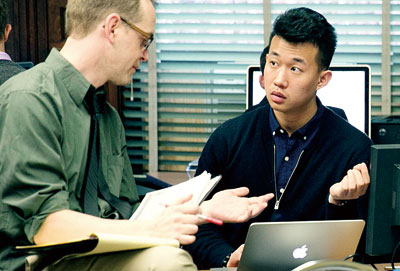 波士頓后灣的紐曼學(xué)校有很多中國小留學(xué)生。(美國《星島日報》)