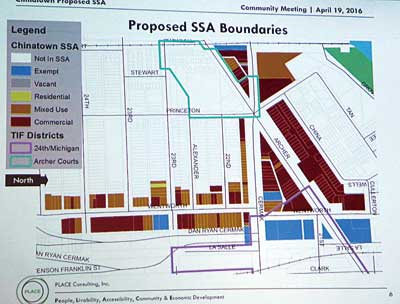 華埠被規(guī)劃入“特別服務(wù)區(qū)”的物業(yè)與商戶。(美國《星島日報(bào)》/梁敏育